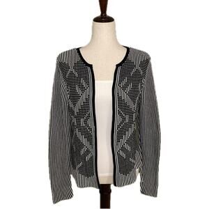 Pendleton Cardigan Open Front 100% Cotton Sweater Woven Knit Aztec Geometric